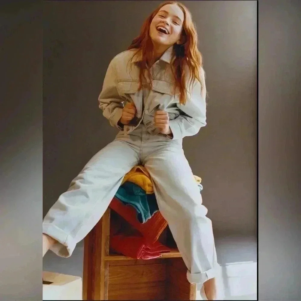 PULL & BEAR By SADIE SINK JEANS Wide Leg Limited Edition Women Size EUR 36 USA 4